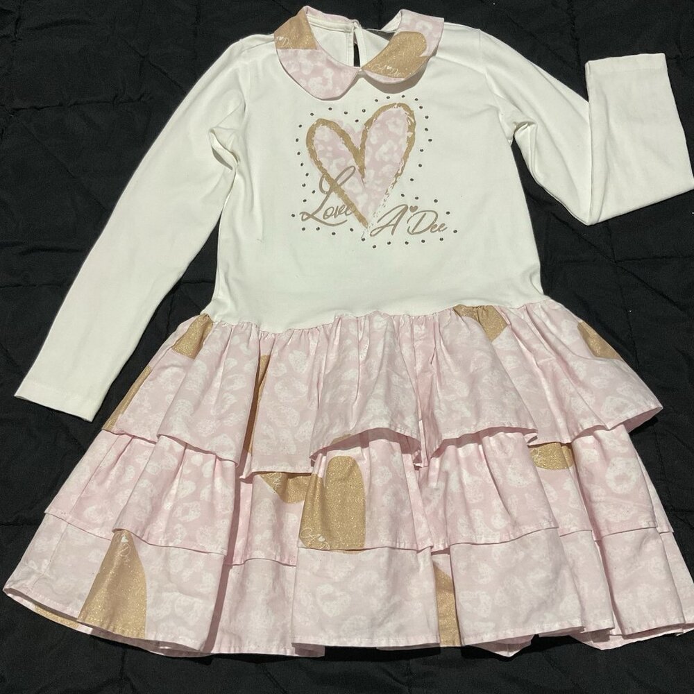A‎ Dee Polly Love Style Snow White Light Pink Gold Dress Size 7